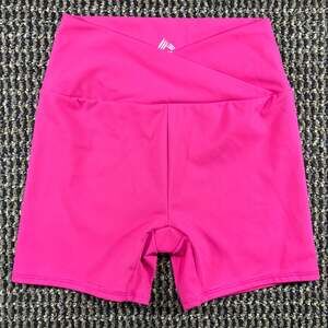 RBX Women's Small Hot Pink High Waisted Crossover Waist Biker Shorts Yoga Gym